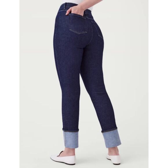 SPANX NWT Cuffed Straight Leg Denim Jeans Raw Indigo Size 3X Petite Plus Sized - Picture 7 of 12
